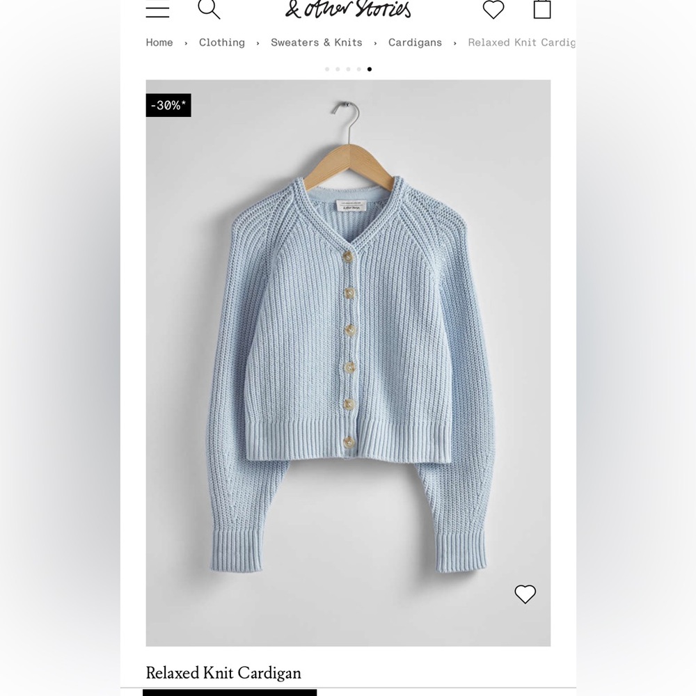 Other stories relaxed knitted cardigan light blue